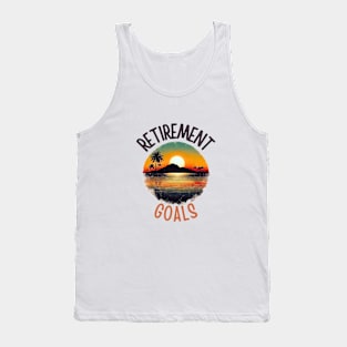 Retirement Goals Vintage Tropical Sunset Scene Tank Top